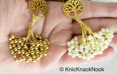 Gold Tree Charm Bead Tassels Latkan, Indian Latkans, Beaded Danglers